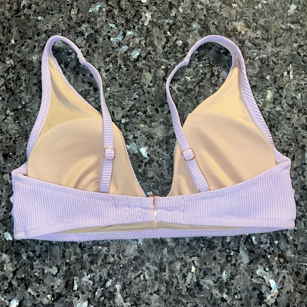 Shade & Shore Purple with Gold Sparkles V-Neck Bikini Top - Picture 2 of 6